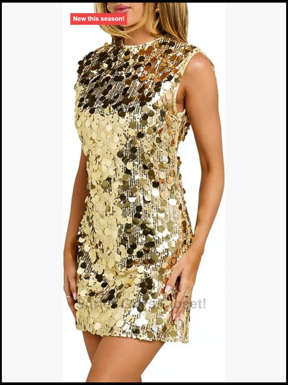 Women Sequin Dress Sparkly Glitter Sleeveless Shift Cocktail Party